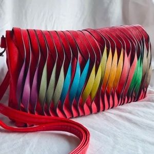 NWOT Mellow World Rainbow Twisted Vegan Leather Crossbody/Clutch